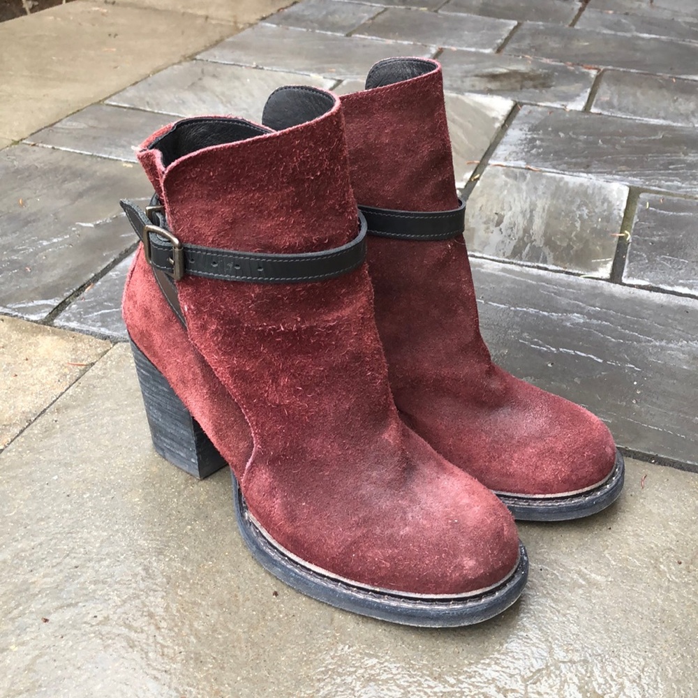 Purified Burgundy Suede Booties Size 40